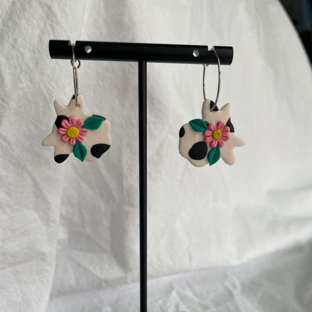 Handmade Cow Polymer Clay earrings